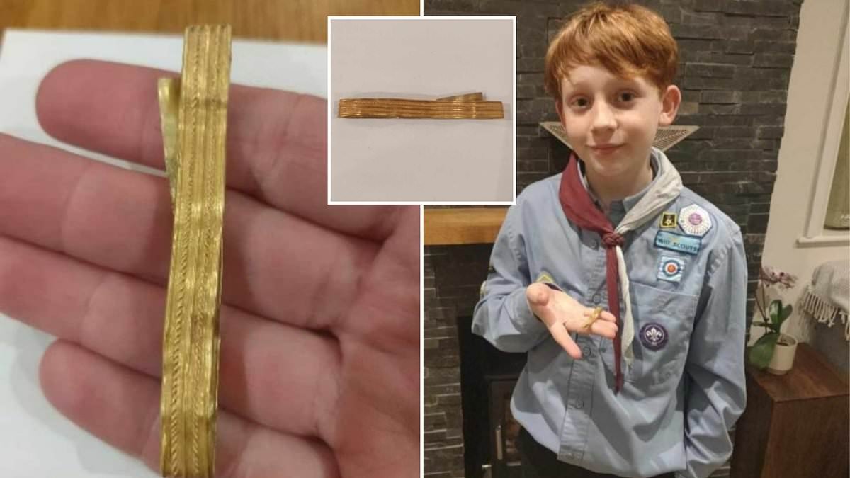 Sprechen Sie über das Schlagen von Gold! Ein 12-jähriger Junge entdeckt auf einem Feld in Sussex ein 2.000 Jahre altes goldenes römisches Armband